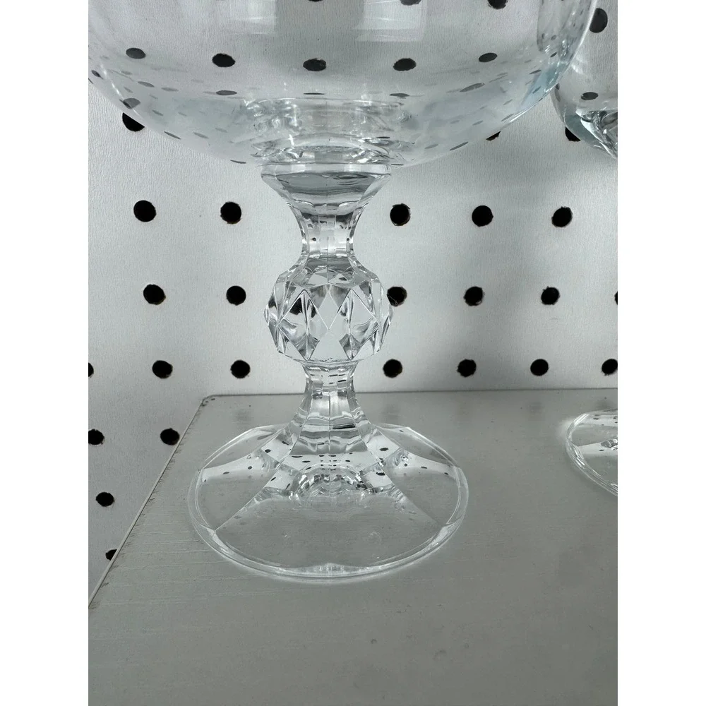 Vintage 1970s Bohemia Crystal Champagne Claudia Prism Stemmed Glasses Set Of 4